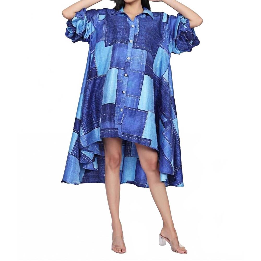NEW STEP IN STYLE rhythm & patch dress in blue